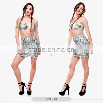 beautiful women mini skirts tight hot mini skirt dollar print 3d digital full print custom hot sale tube stretchy summer skirt