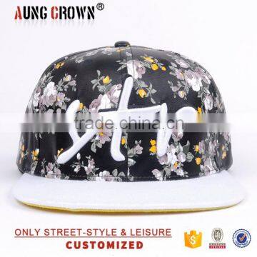 cotton acrylic floral cap/floral snapback cap/floral embroidery snapback cap