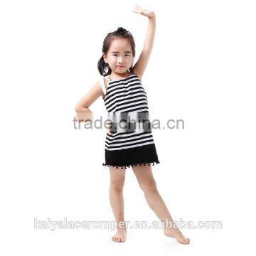 wholesale 2016 girls dresses for toddler boutique summer fashion dress back to school black white strips baby frock