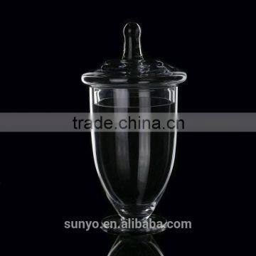 Decorative Beautiful Shape Glass Storage Jar with Glass Lid