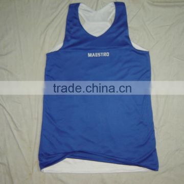 100% Polyester Top Quality Custom Ladies Reversible Basketball Shirt Royal/White