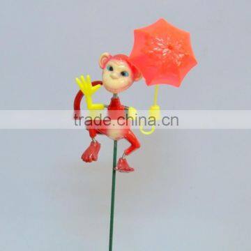 4 Inch Decorative Monkey With Umbrella Outdoor Yard Plastic Garden Animals Sticks photo-6