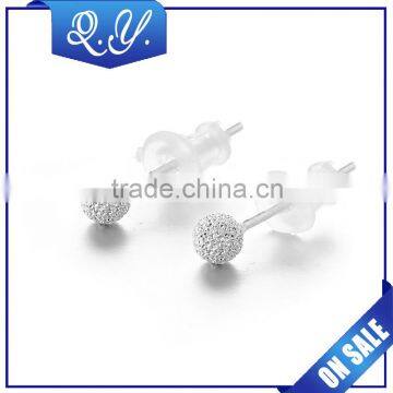 Silver earrings piercing body jewelry ball ear studs