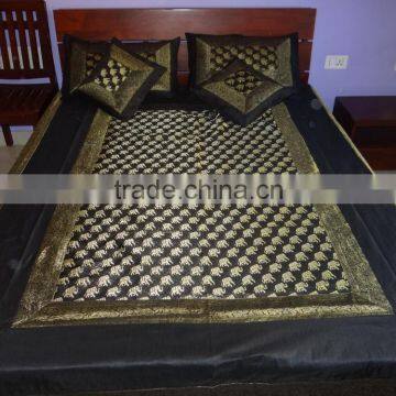 Brocade Silk Bed-cover Silk Indian Bedspread