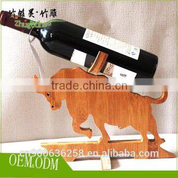 Small Kitchen Accessary Bamboo Wine Shelves for Single Wine Bottle