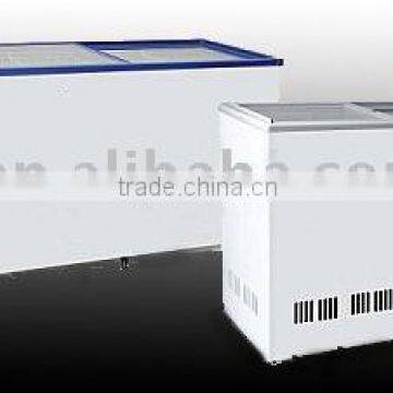 Flat glass door chest freezer,big capacity freezer with light box