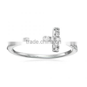 Cubic Zirconia Style Sterling Silver Cross Ring