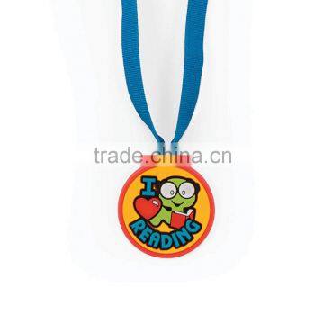 China Alibaba Bulk Promotional Cheap Custom Make Plastic 3D Design Soft PVC Rubber I Love Reading Award Medals