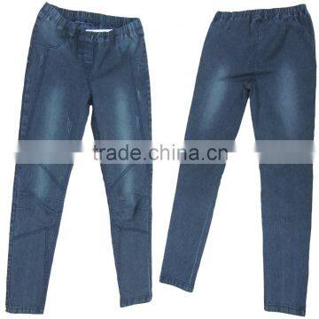 Hot sale basic design women elastic waistband push-in supper skinny jeans women blue stone wash strech leggings manufacturer                        
                                                Quality Choice