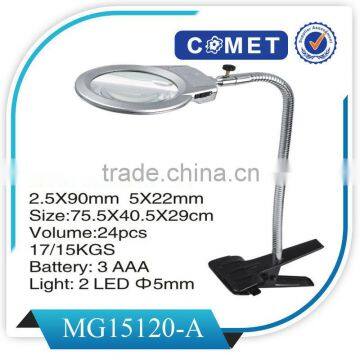 Hot selling Desktop gooseneck magnifier glass with book clip (BM-MG2013)