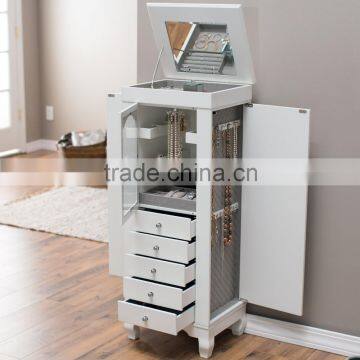 Comfortable wood free standing shabby chic furniture, white Jewelry armoire                        
                                                Quality Choice