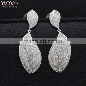 Wedding Crystal Earrings, Fashion Earrings,Silver leaf Earrings