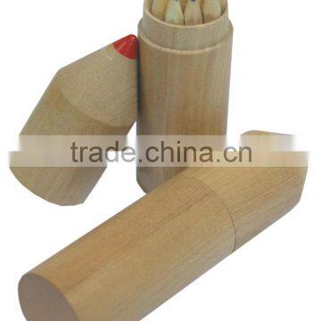 3.5"Wooden Color Pencil with wooden tube