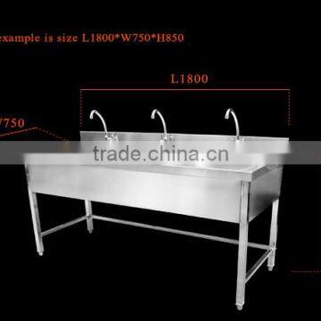 Triple Bowls Commercial Stainless Steel Kitchen Sink Cabinet With Backsplash and Faucets for Laundry Food Dish photo-3