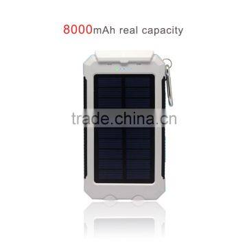 High quality universal portable 8000mah ip68 solar phone power bank