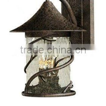 Decorative aged bronze garden wall lamp