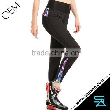 Black Colorful Panel Cropped Leggings Jogging Pants Fitness Wear