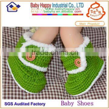 Green color optional hand crochet baby booties for baby