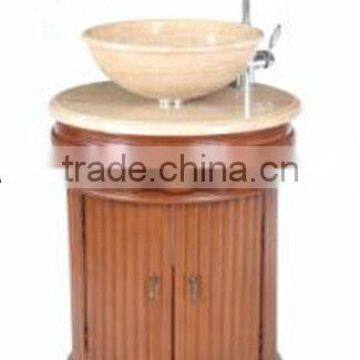 Antique oval Travertine top and sink wooden vanity/Classic solid wood bathroom vanity or cabinet