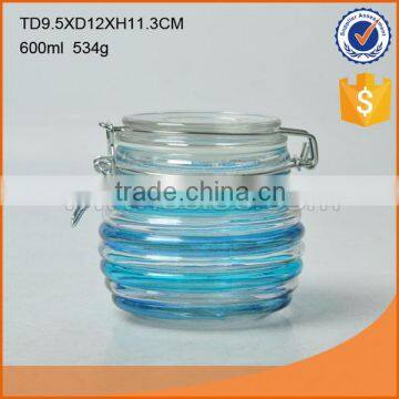 High quality & economic glass storage jar with stripes