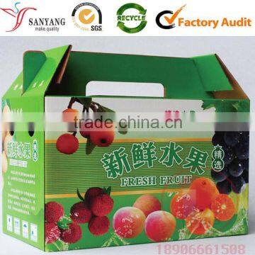 Colorful Foldable Fruit Packing Box Corrugated Paper Fruit Box With Handle