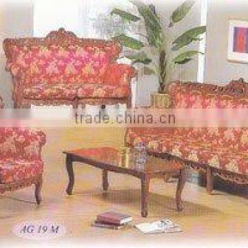 Teak Sofa Set Classic Design Romawi Citra Mawar Indoor Furniture.