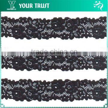Width 3.5 Centimeter Black Stretch Tape Trim Spandex Jacquard Elastic Lace