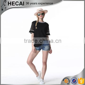 Guangzhou new fashion short sleeve ladies blouse