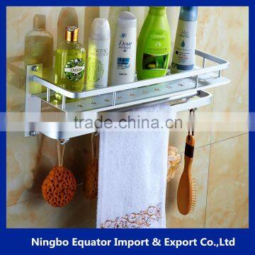 Cheap double desk bathroom rack with hooks, sanitary ware display rack,bathroom towel racks