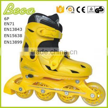 wholesale adjustable kids yellow plastic pvc wheel inline skate for India