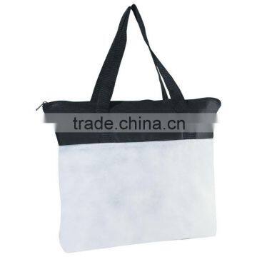 Non-Woven Zippered Tote Bag-White