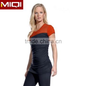 Plain color stretch fabric wholesale women/girls sports gym running t-shirt half sleeve women plain t shirts