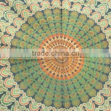 RT-632 Mandala Green Decorative Mandala Printed Tapestry Wall Throws Indian Decor Art Sanganeri Screen Print Bedspread Jaipur photo-4