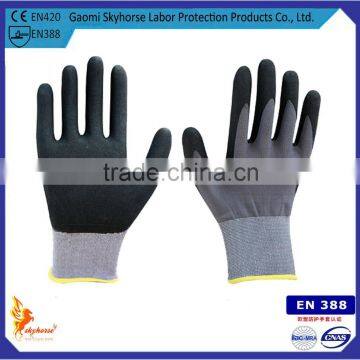 15G nylon spandex shell microfoam nitrile palm coated glove