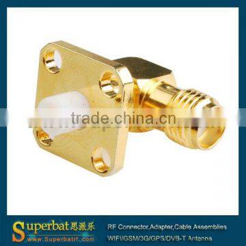 SMA 4 hole panel mount Jack RA with extended dielectric surface mount smb connector