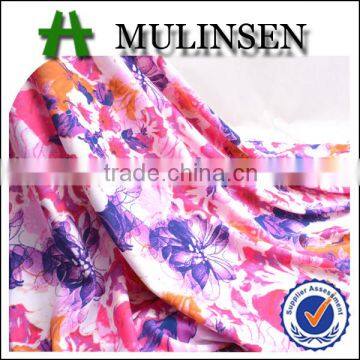 Mulinsen knitting manufacturer beautiful flower knitted fdy printing fabric