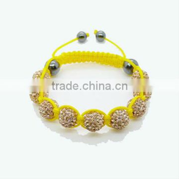 Shamballa Crystal Bracelets Peach Gems Yellow Rope Bracelet KSHLXL-83