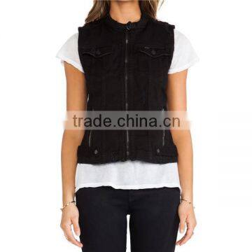 2015 front zipper pocket light worn ladies jean vests JXH413