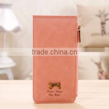 Korean Nubuck Leather Bowknot Long Wallet,women Cute Card Holder