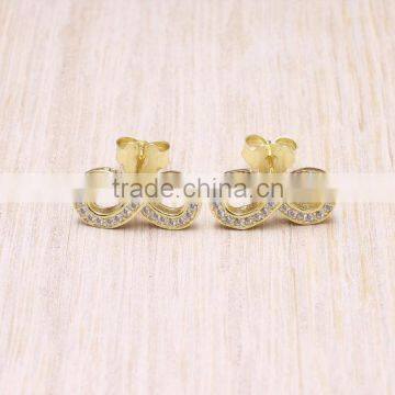 Wholesale Alibaba 2014 Fshion Gold Plated Silver Infinity CZ Earrings New Product