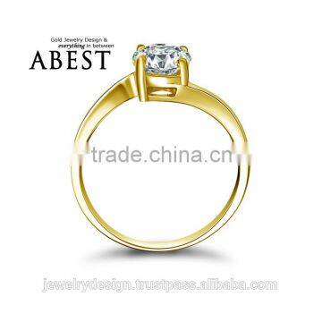 Lady Solitaire Round Cut SONA Diamond Bridal Engagement Wedding Ring 1 CT Forever Classic Lab Diamond 10K Yellow Gold Ring photo-2
