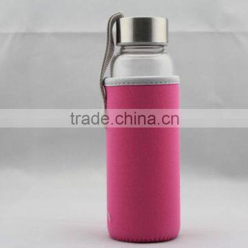 Fashion glass drinking water bottle with the tubes