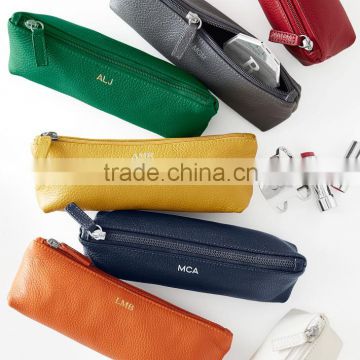 wholesale leather travel cosmetic zipper case bag makeup case