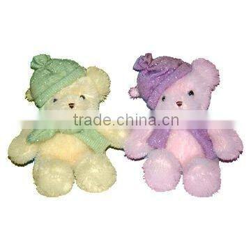 25cm lovely plush soft teddy bear with hat and scarf