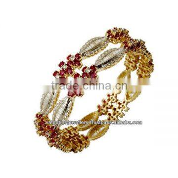 Heavy design diamond gold bangles