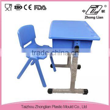 Adjustable height design cheap plastic school furniture single seater desk