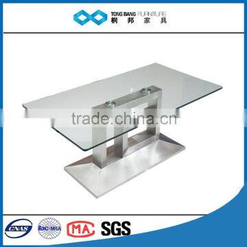 TB stainless steel table with glass top design glass sofa table