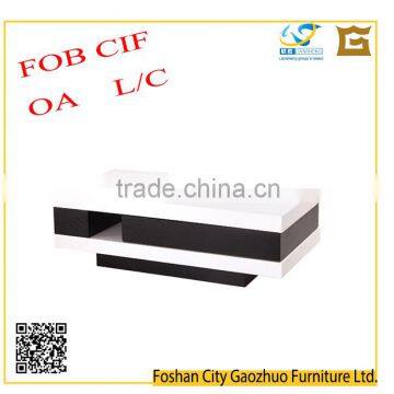 CHEAP WHITE POWDER COATING WOODEN COFFEE TABLE CH2019#