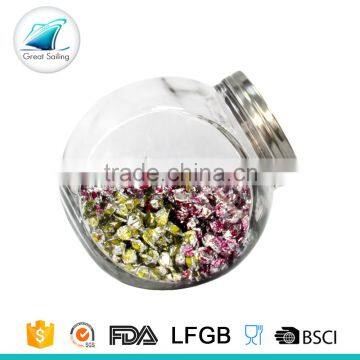 high clear airtight glass tilted storage jar