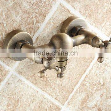 antique Solid Brass Laundry Sink Bar antique brass cross handle washing machine water mixer tap Bathroom Water Tap 0709